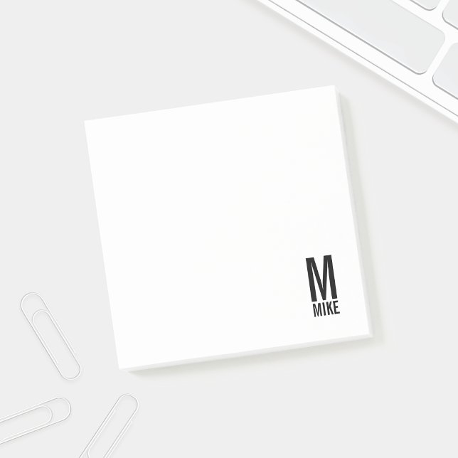 Modern Personlig, djärv Monogram och Namn Post-it Block (Skapare uppladdad)
