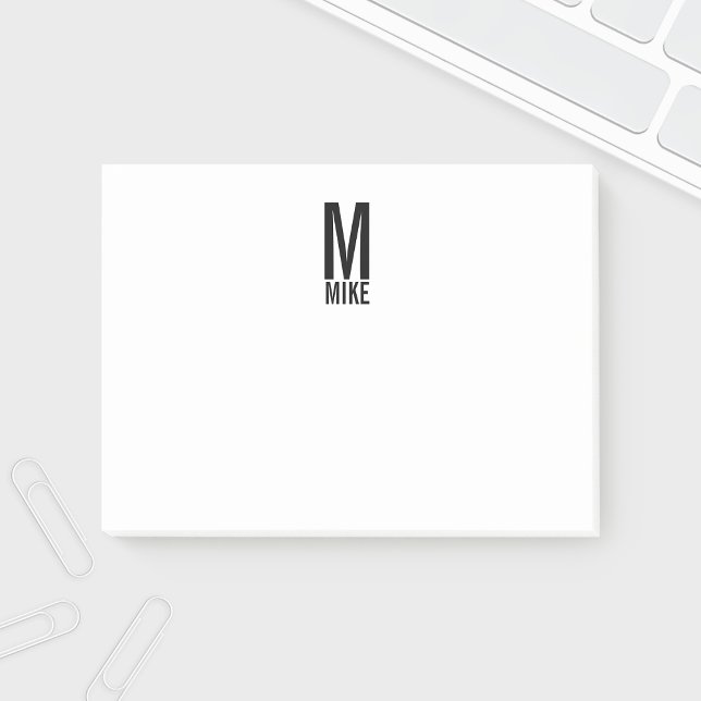 Modern Personlig, djärv Monogram och Namn Post-it Block (Skapare uppladdad)