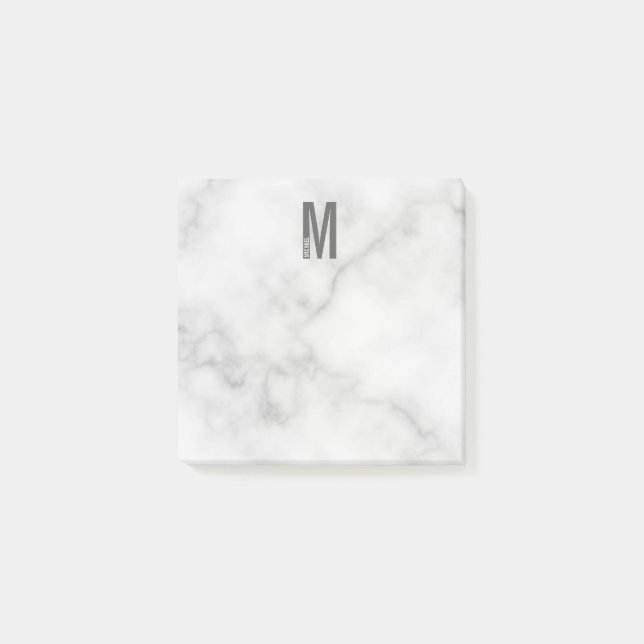Modern Personlig, djärv Monogram och Namn Post-it Block (Framsida)