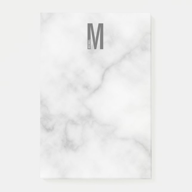 Modern Personlig, djärv Monogram och Namn Post-it Block (Framsida)