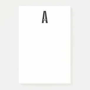 Modern Personlig, djärv Monogram och Namn Post-it Block