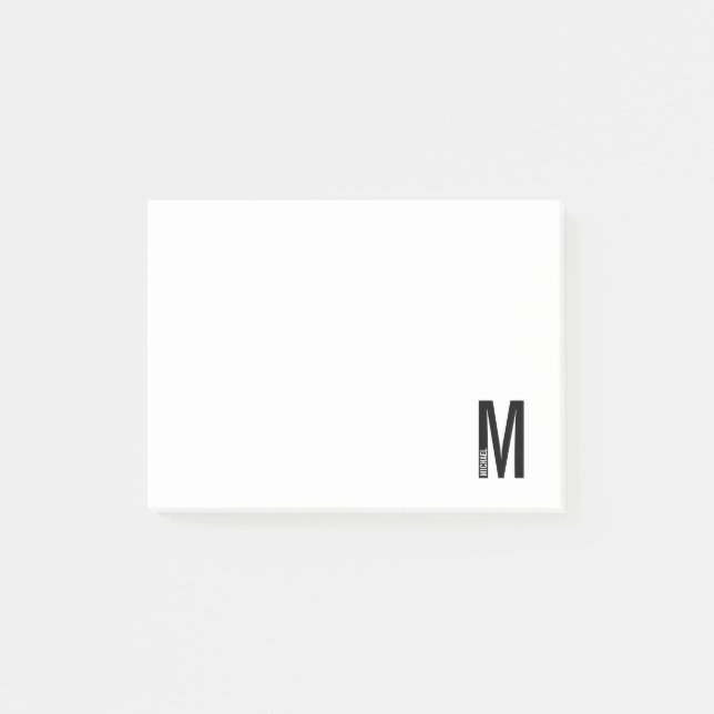 Modern Personlig, djärv Monogram och Namn Post-it Block (Framsida)