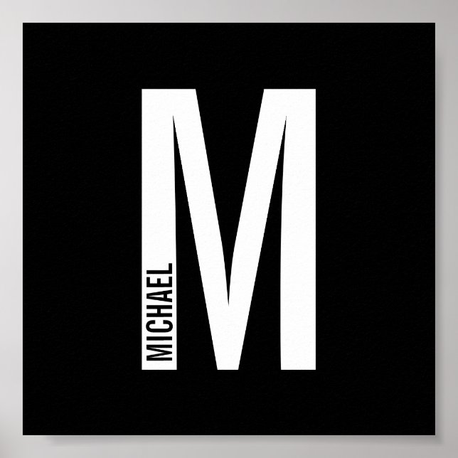 Modern Personlig, djärv Monogram och Namn Poster (Framsidan)