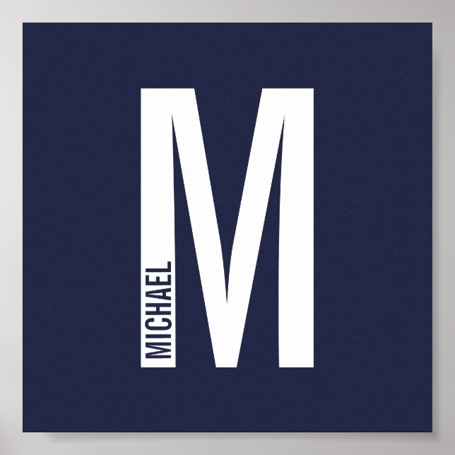 Modern Personlig, djärv Monogram och Namn Poster (Framsidan)