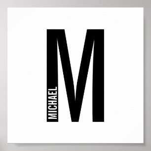 Modern Personlig, djärv Monogram och Namn Poster
