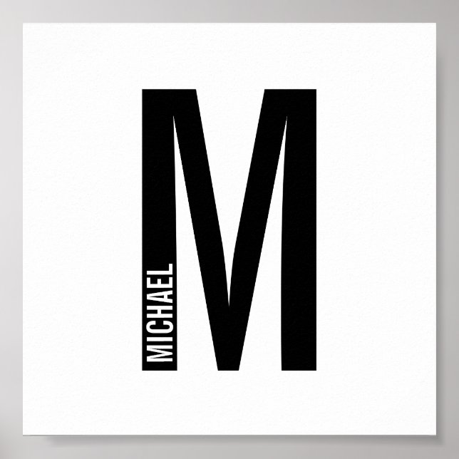 Modern Personlig, djärv Monogram och Namn Poster (Framsidan)