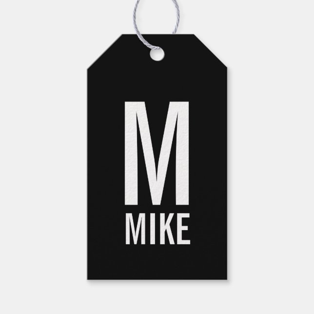 Modern Personlig, djärv Monogram och Namn Presentetikett (Framsidan)