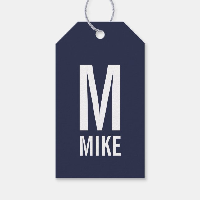 Modern Personlig, djärv Monogram och Namn Presentetikett (Framsidan)