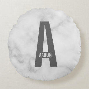 Modern Personlig, djärv Monogram och Namn Rund Kudde