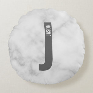 Modern Personlig, djärv Monogram och Namn Rund Kudde