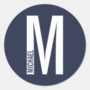 Modern Personlig, djärv Monogram och Namn Runt Klistermärke