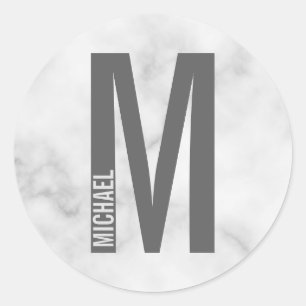 Modern Personlig, djärv Monogram och Namn Runt Klistermärke