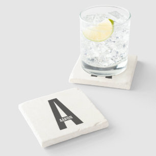 Modern Personlig, djärv Monogram och Namn Stenunderlägg