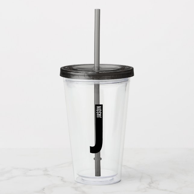 Modern Personlig, djärv Monogram och Namn Take Away Mugg (Framsida)