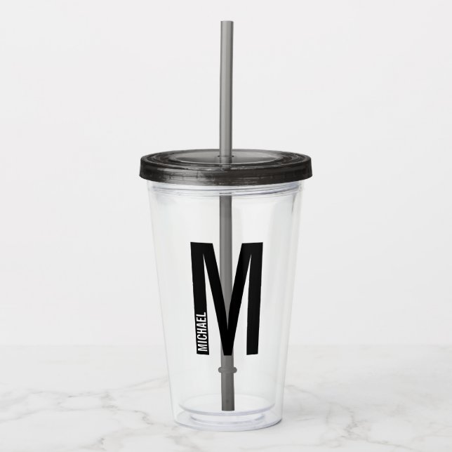 Modern Personlig, djärv Monogram och Namn Take Away Mugg (Framsida)