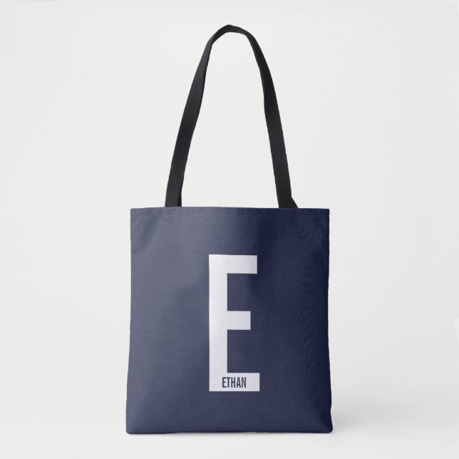 Modern Personlig, djärv Monogram och Namn Tygkasse (Framsida)