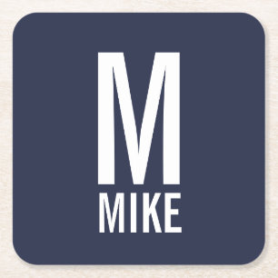 Modern Personlig, djärv Monogram och Namn Underlägg Papper Kvadrat