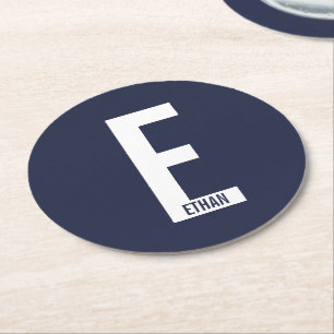 Modern Personlig, djärv Monogram och Namn Underlägg Papper Rund