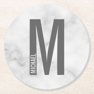 Modern Personlig, djärv Monogram och Namn Underlägg Papper Rund