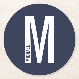 Modern Personlig, djärv Monogram och Namn Underlägg Papper Rund