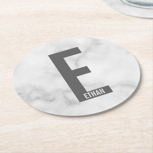 Modern Personlig, djärv Monogram och Namn Underlägg Papper Rund (Vinklad)