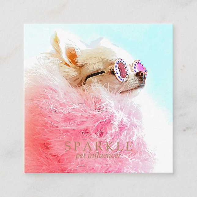 Modern Personlig Dubbla Fotoskannerbar QR Fyrkantigt Visitkort (Framsida)