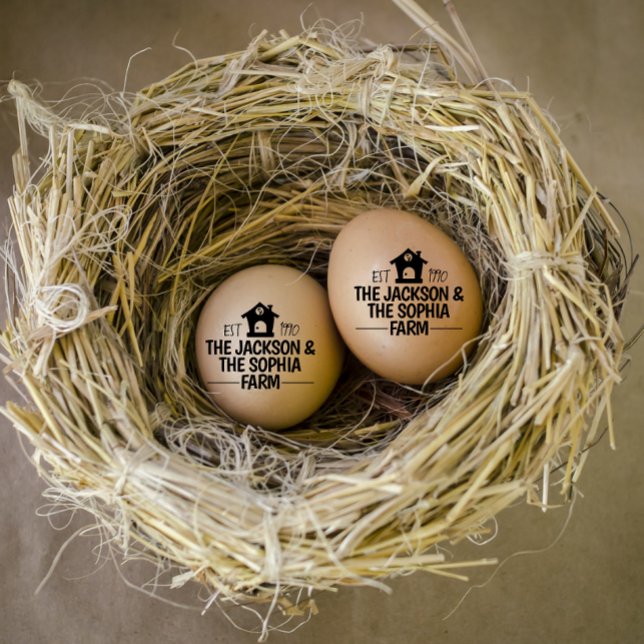 Modern Personlig Egg Dealer Namn Black Text Stämpel (modern personalized egg dealer name egg stamp)