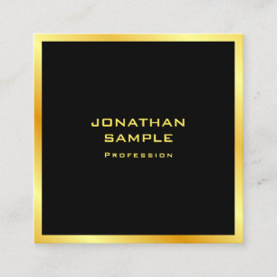 Modern personlig Elegant, svart och Guld Fyrkantigt Visitkort