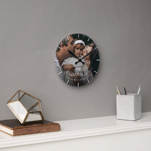Modern personlig familjebarnsfoto rund klocka