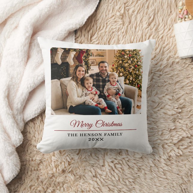 Modern Personlig Familjefoto God Jul  Kudde (Filt)