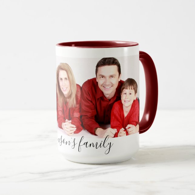 Modern personlig familjefoto & text  mugg (Framsida höger)