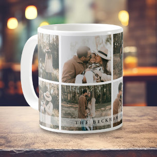 Modern Personlig Familjefotocollage Anpassad Kaffemugg