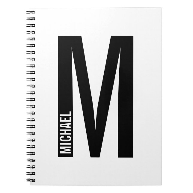 Modern Personlig, fet Monogram och Namn Anteckningsbok (Framsidan)