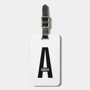 Modern personlig fet monogram och namn bagagebricka