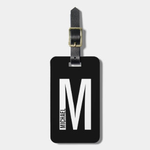 Modern Personlig, fet Monogram och Namn Bagagebricka