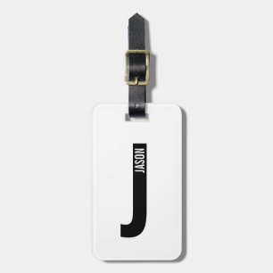Modern personlig fet monogram och namn bagagebricka