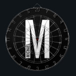 Modern Personlig, fet Monogram och Namn Darttavla<br><div class="desc">Modern Monogram Design med personlig i monogram brev "M" och namn i modernt fet sans serif font stil.

Perfektens gåva till honom,  fars dag-gåva och annat.</div>
