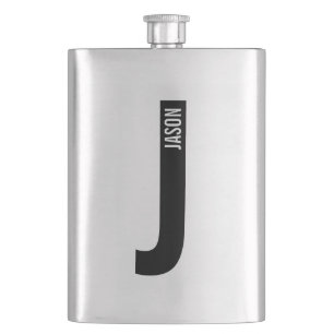 Modern personlig fet monogram och namn fickplunta