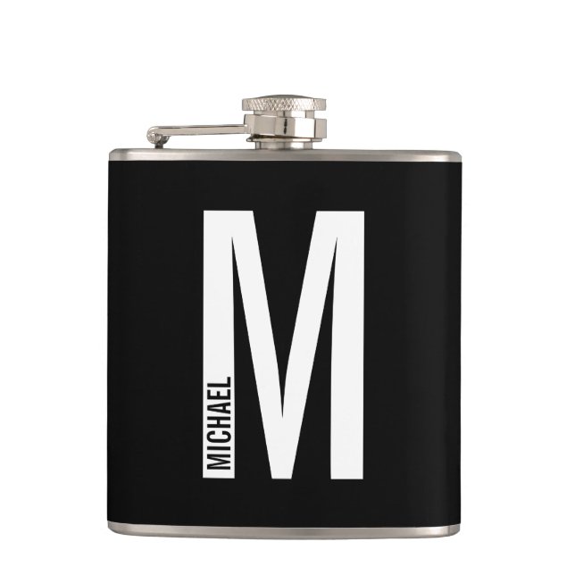 Modern personlig fet monogram och namn fickplunta (Framsidan)
