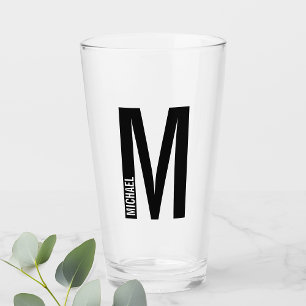 Modern Personlig, fet Monogram och Namn Glaskopp