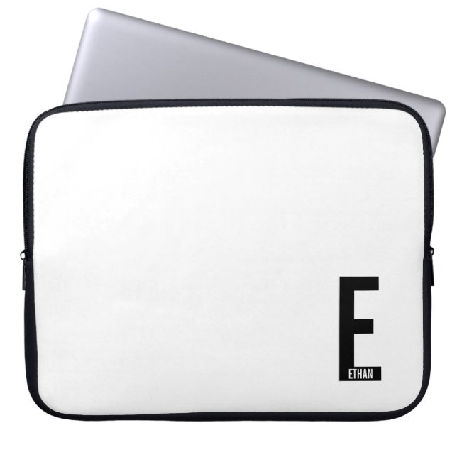 Modern personlig fet monogram och namn laptop fodral (Framsidan)