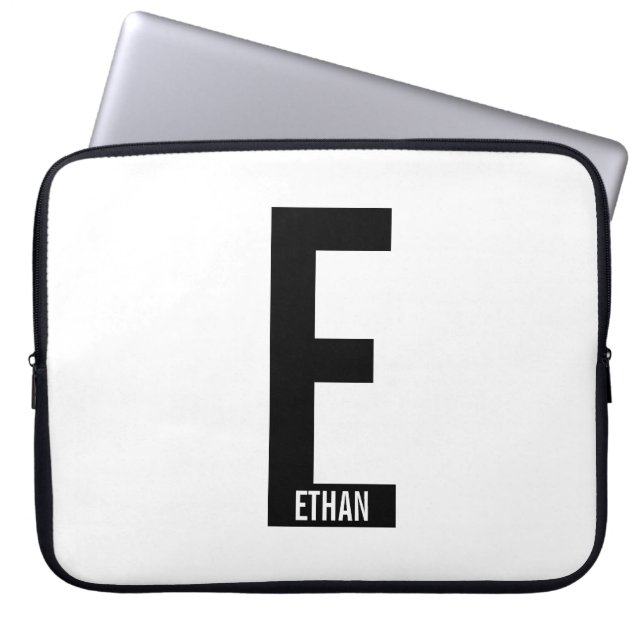 Modern personlig fet monogram och namn laptop fodral (Framsidan)