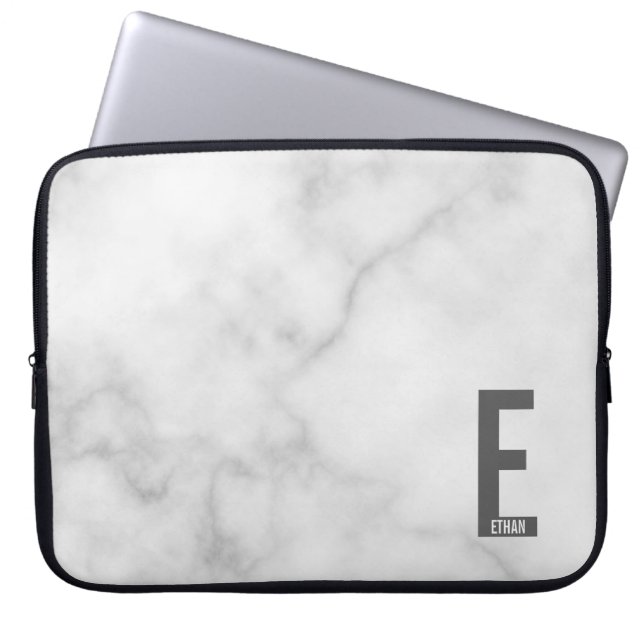 Modern personlig fet monogram och namn laptop fodral (Framsidan)