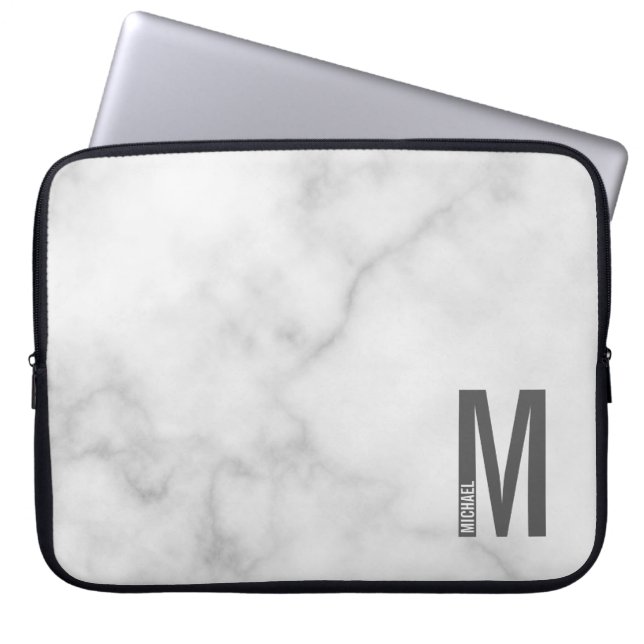 Modern personlig fet monogram och namn laptop fodral (Framsidan)