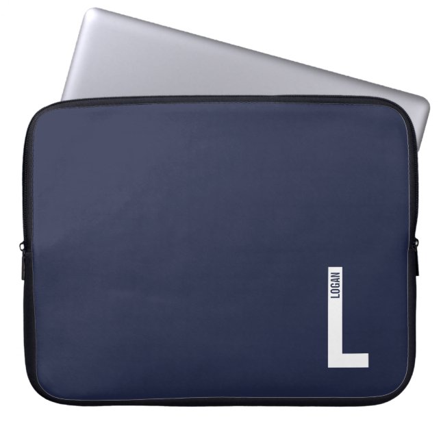 Modern personlig fet monogram och namn laptop fodral (Framsidan)