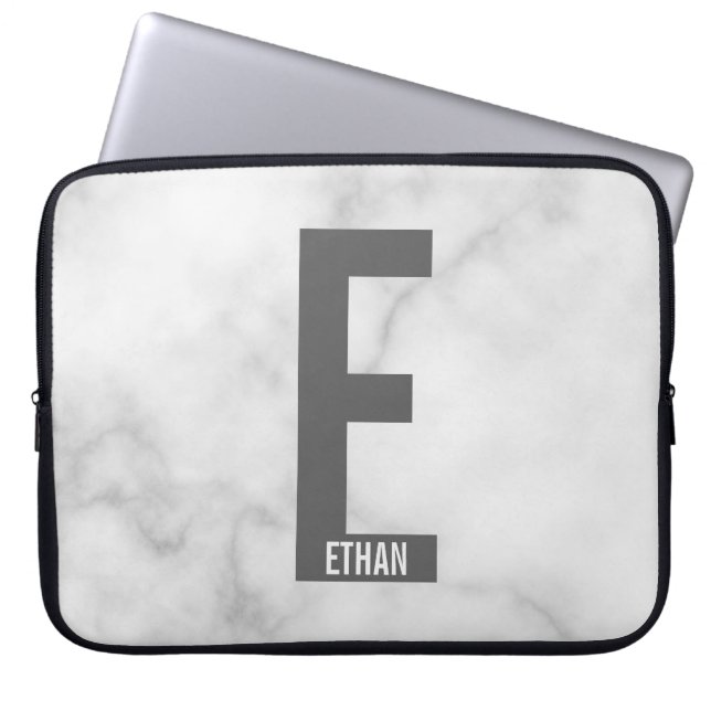 Modern personlig fet monogram och namn laptop fodral (Framsidan)