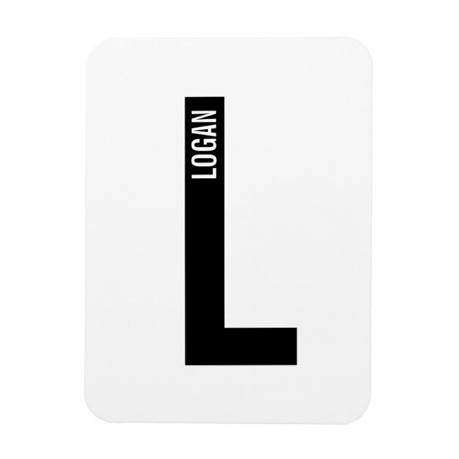 Modern personlig fet monogram och namn magnet (Vertikal)