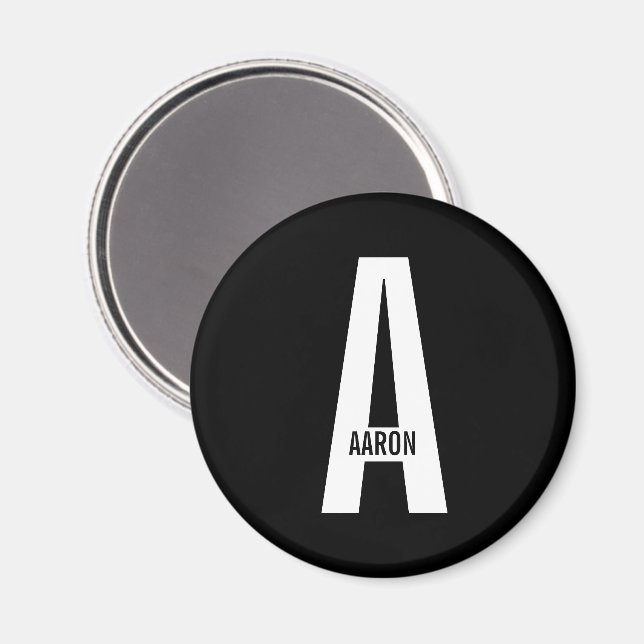 Modern personlig fet monogram och namn magnet (Front/Back)