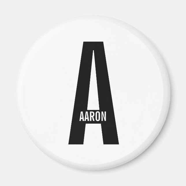 Modern personlig fet monogram och namn magnet (Framsidan)