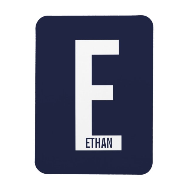Modern personlig fet monogram och namn magnet (Vertikal)